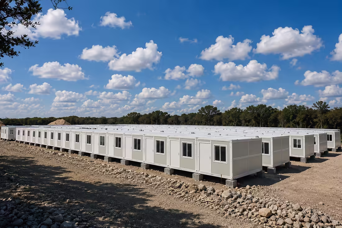 Vista aérea campamento minero modular plegable